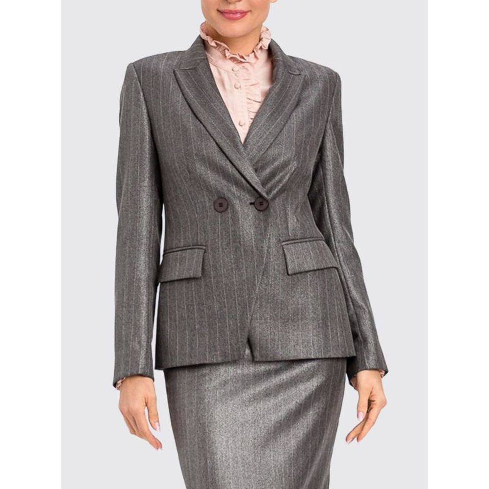 Actitude Twinset Women Pinstripe Double-Breasted Cropped Blazer Actitude Twinset